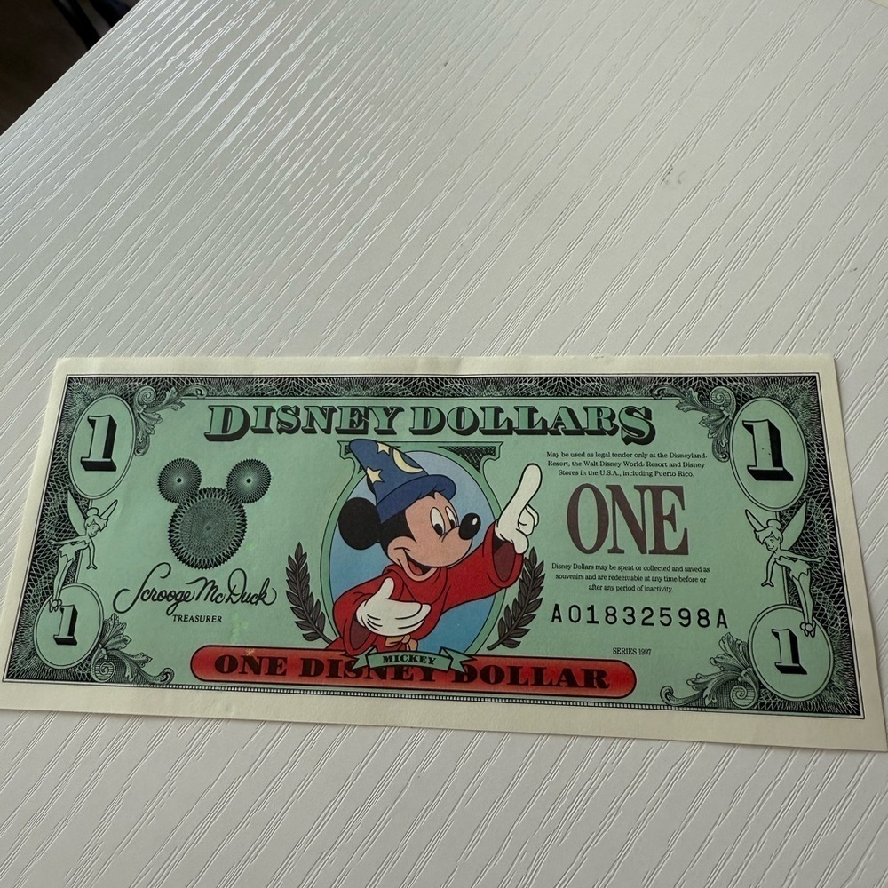 Disney Dollars 1997 Series Sorcerer Mickey One Dollar Mint A Series A01832598A